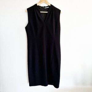 T Tahari Dress Sleeveless Sheath Lined V-Neck Career Office Classic